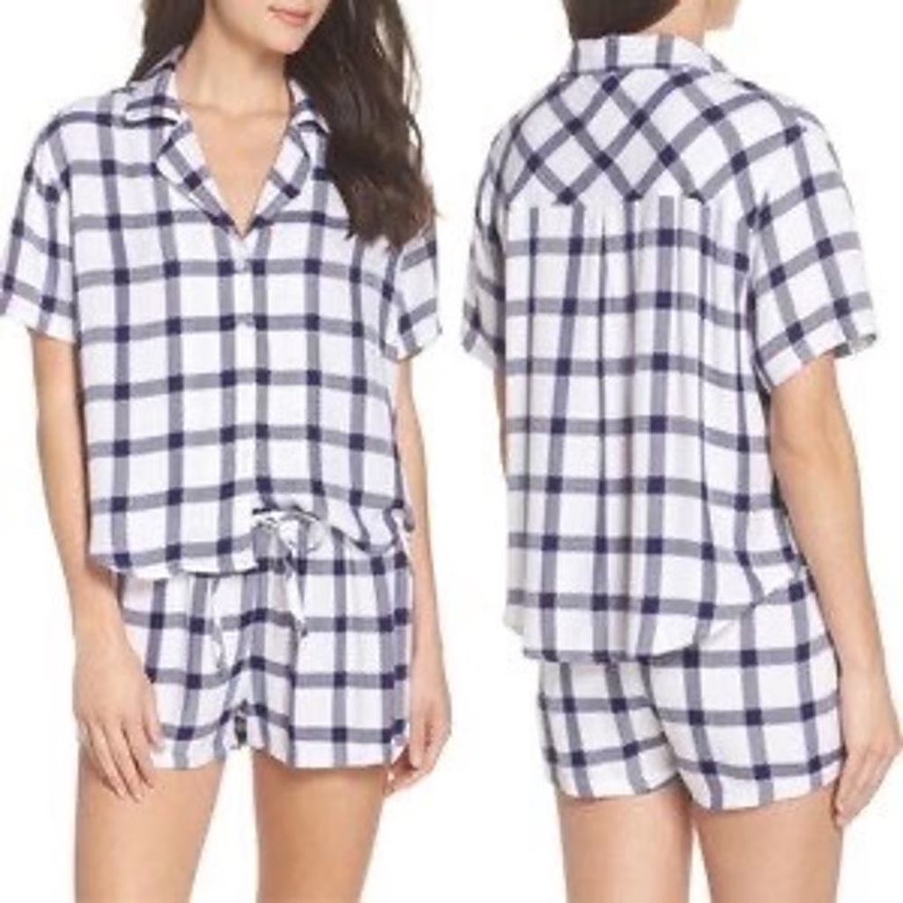 Rails Blue and White Luxury Pajama Shorts Set
